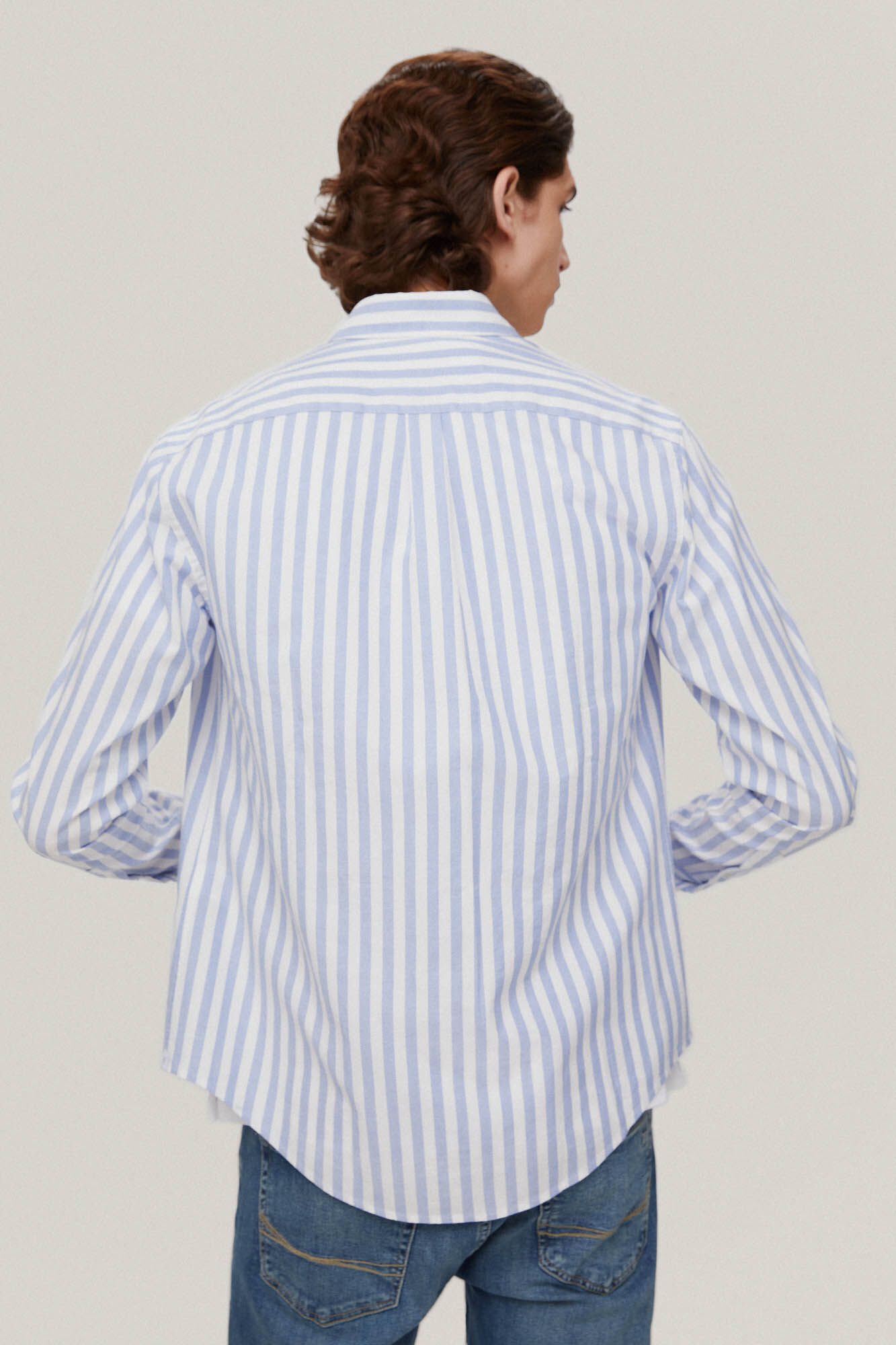 Camisa Oxford listrada icônica - Azul