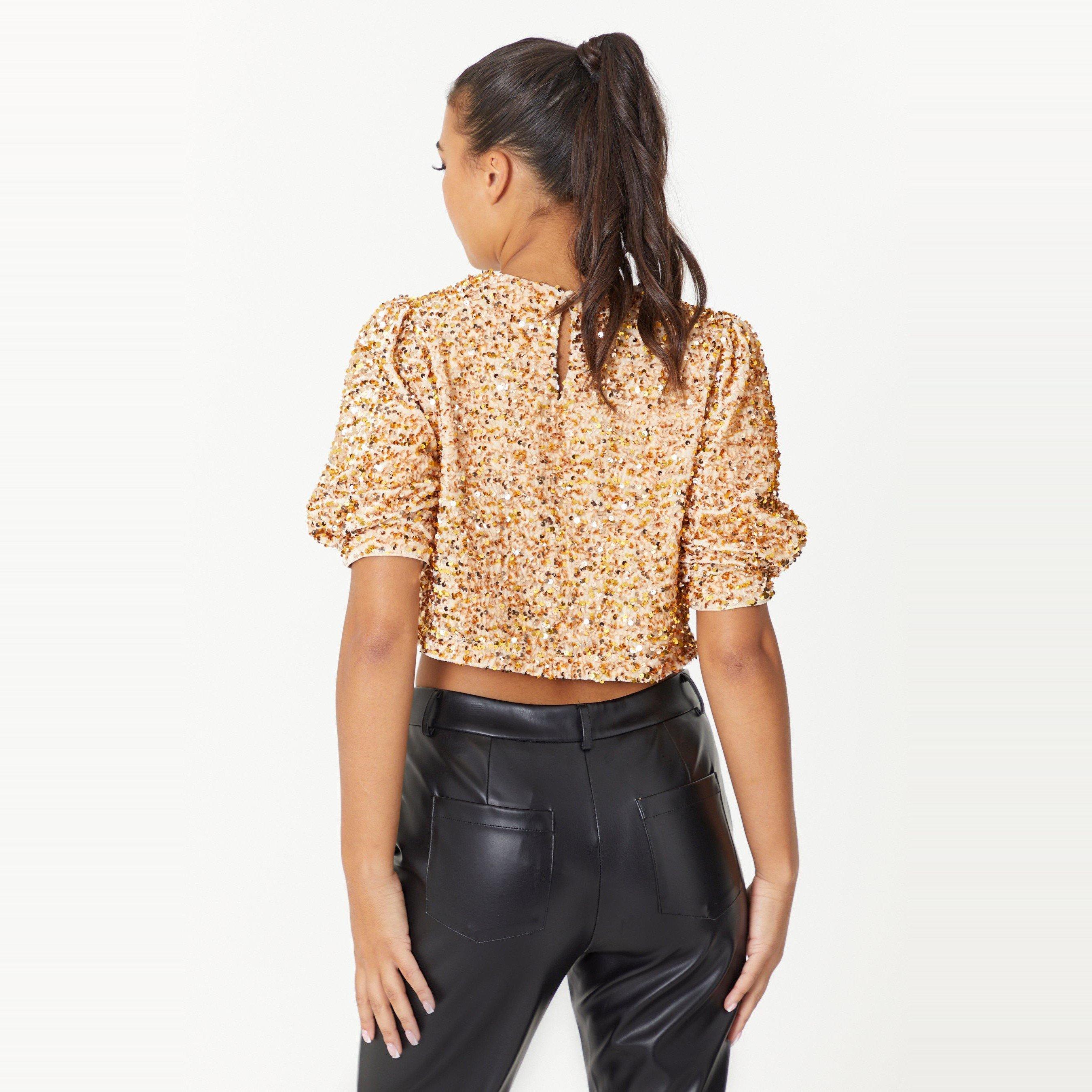 Be You Ladies Sequin Crop Top