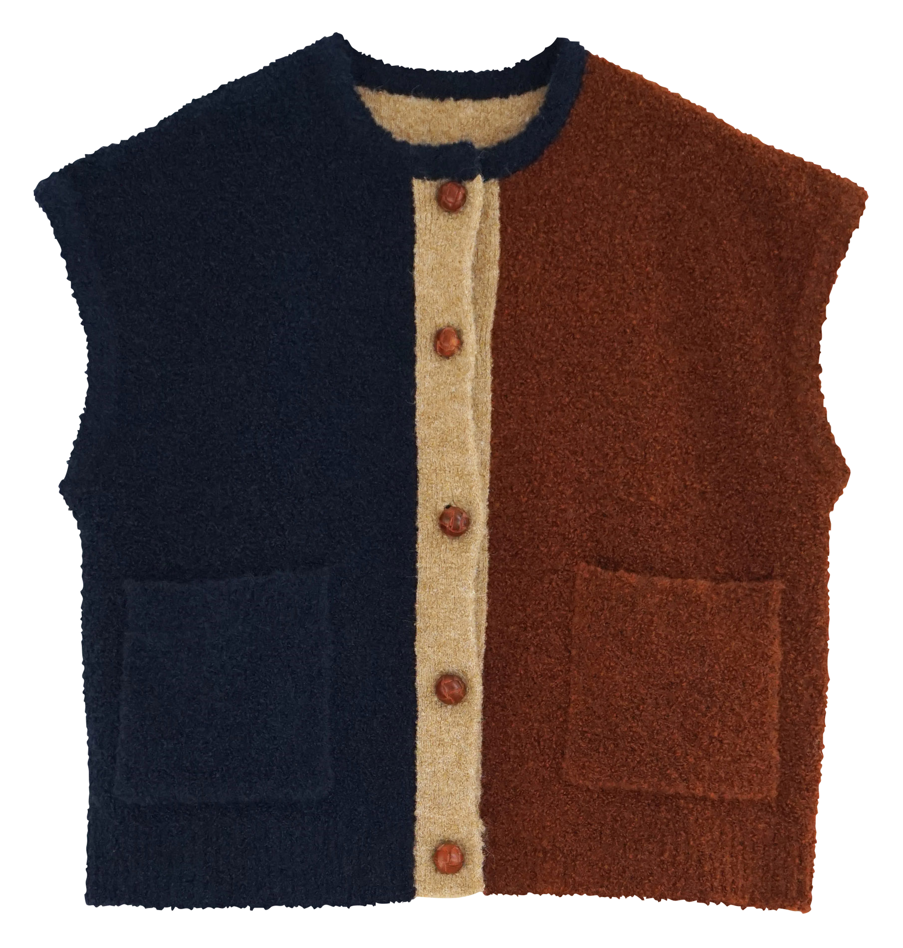 Gilet droit en fibres recyclées mélangées | Multicolore