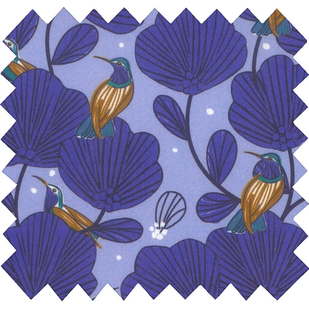 Tissu Coton Au Mètre Oiseau Bleu Ex1110