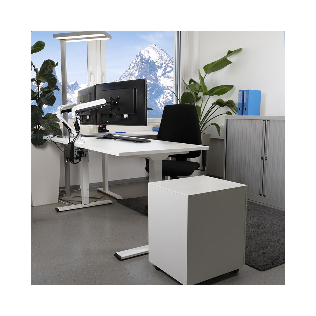 CONTINI höhenverstellbarer Bürotisch 180 x 80 cm weiss / Gestell weiss