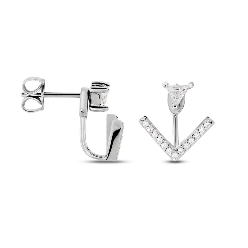 Boucles D'oreilles Puces Sabe Argent Blanc Oxyde