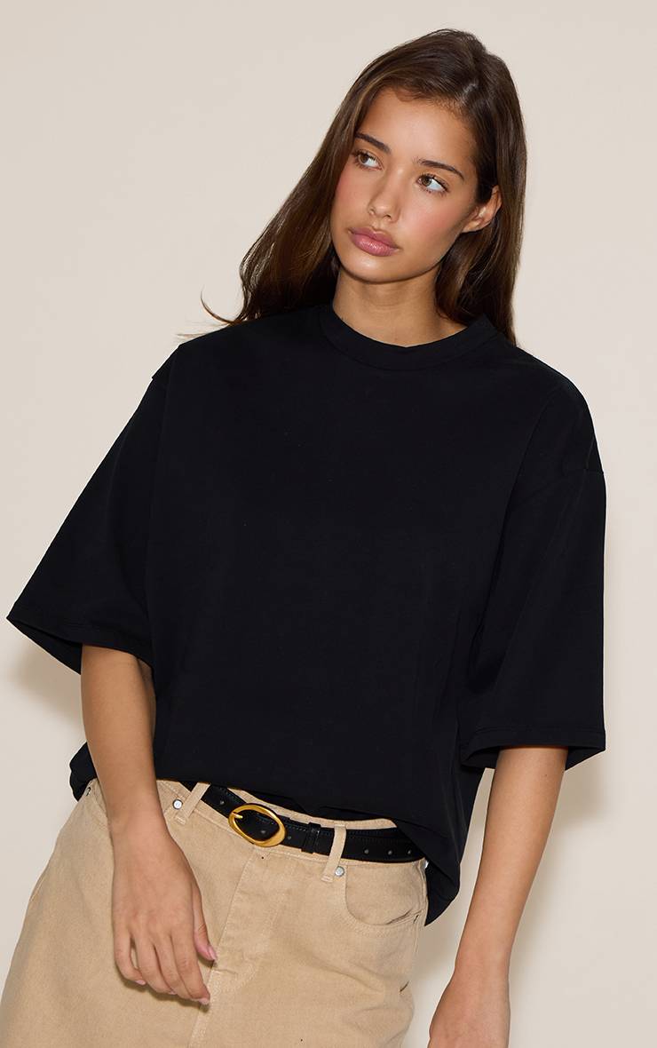 Noir T-shirt Oversize Coupe Boxy