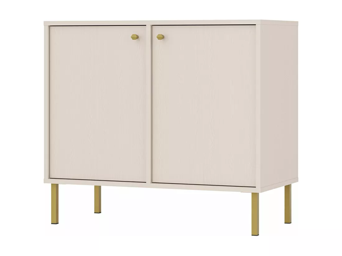 Buffet 2 portes avec pieds noirs - 84 cm - beige - OKTIO