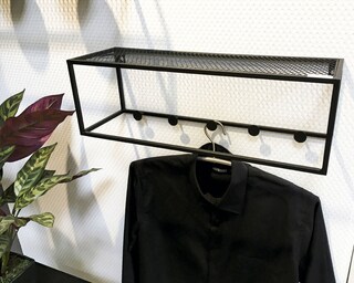 Wandgarderobe Leicester 5 Schwarz Metall 50 x 16 cm
