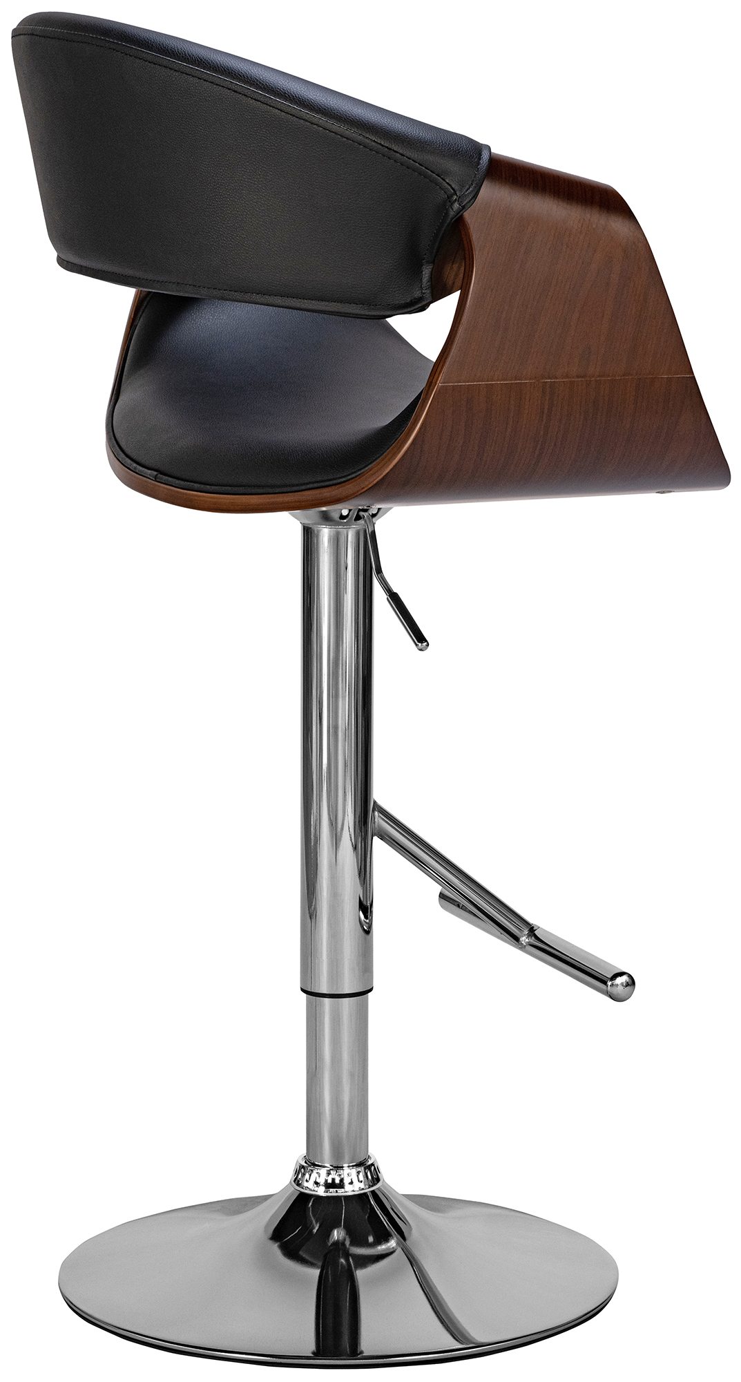 CLP Barhocker Foley Kunstleder I Tresenhocker Mit Lehne Und Armlehne I Höhenverstellbarer Holzsitz, Kunstlederbezug