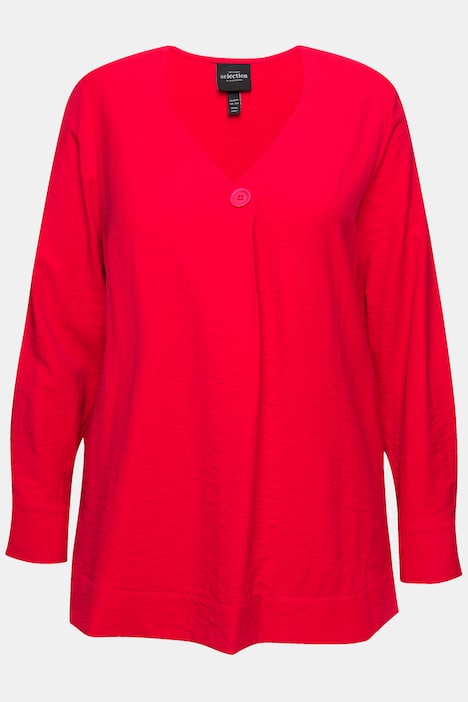 Bluse, Struktur, Zierknopfe, V-Ausschnitt, Langarm