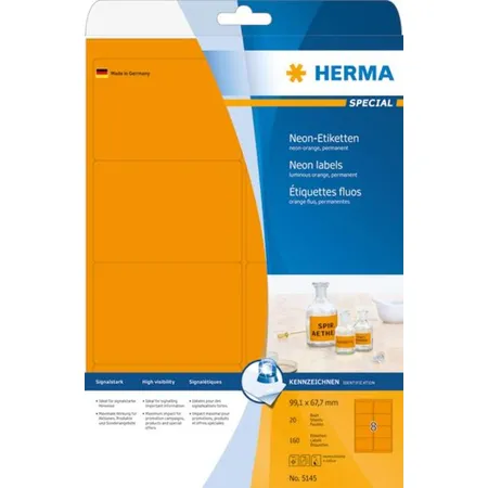 HERMA Etiketten, neonorange, 99,1 x 67,7mm, 160 Stück