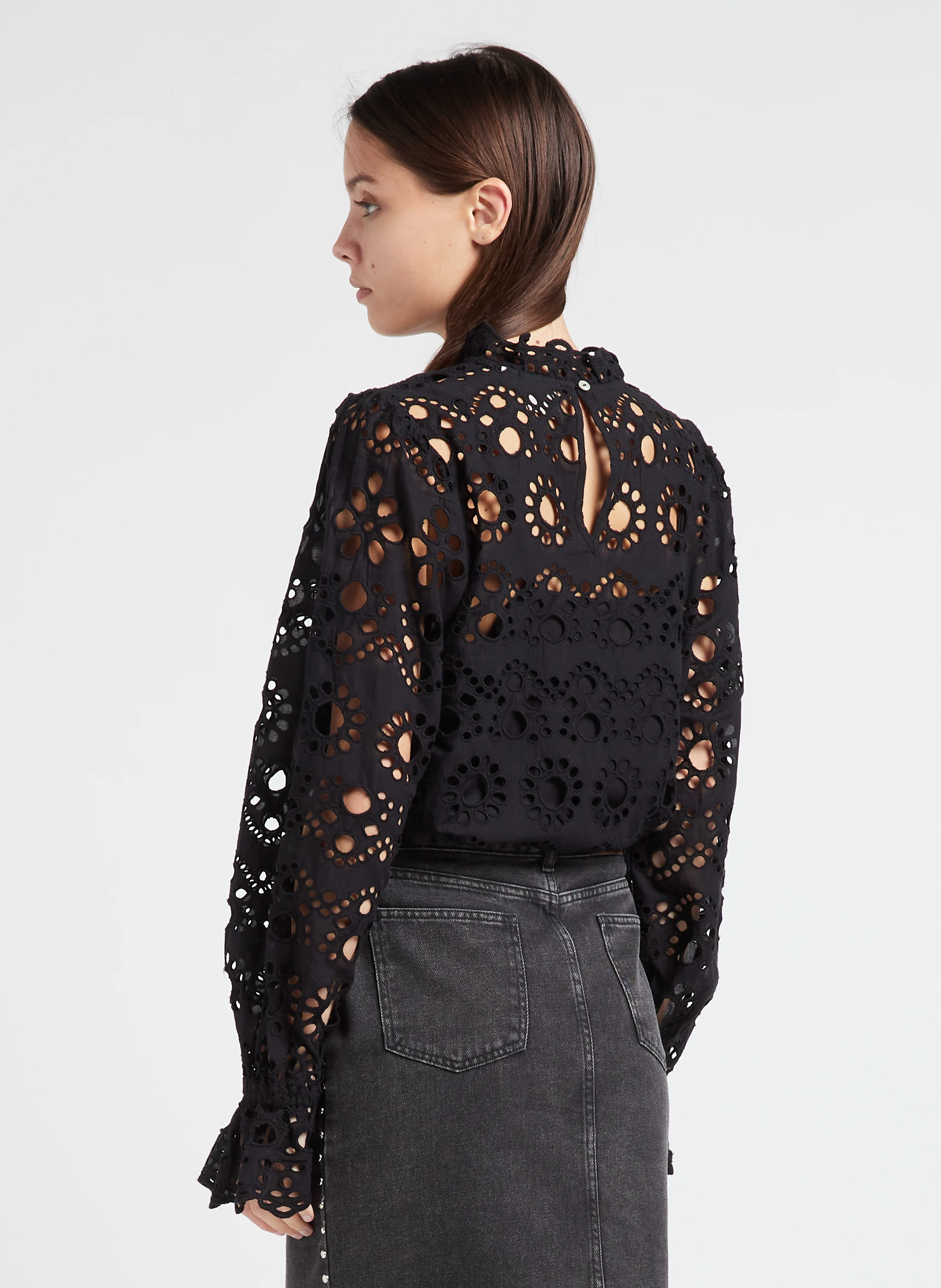 BRADIE - Top droit col montant en coton biologique | Noir