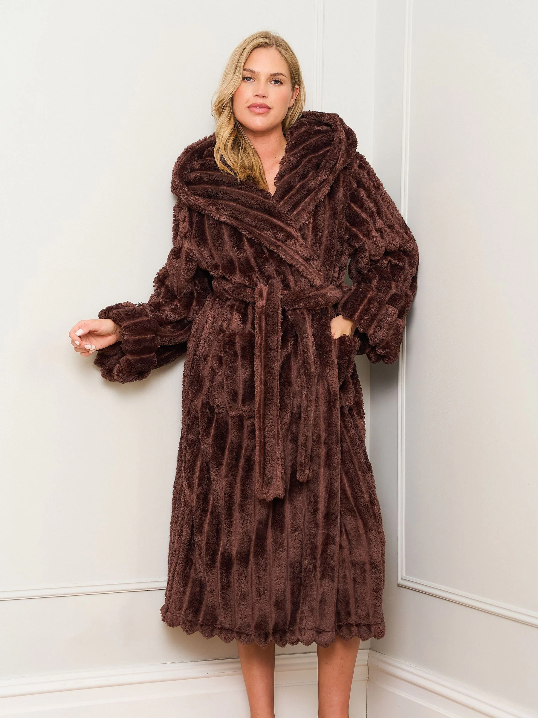 Bruin - Jim Jam the Label Chocolate Ribbed Dressing Brown Gown