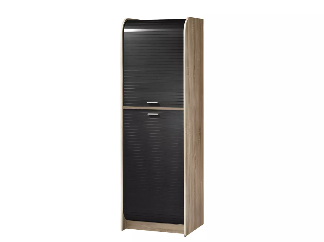 Meuble de Cuisine Micro-onde Chêne et Noir 6 Niches L 58,2 H 180,7 P 47 cm