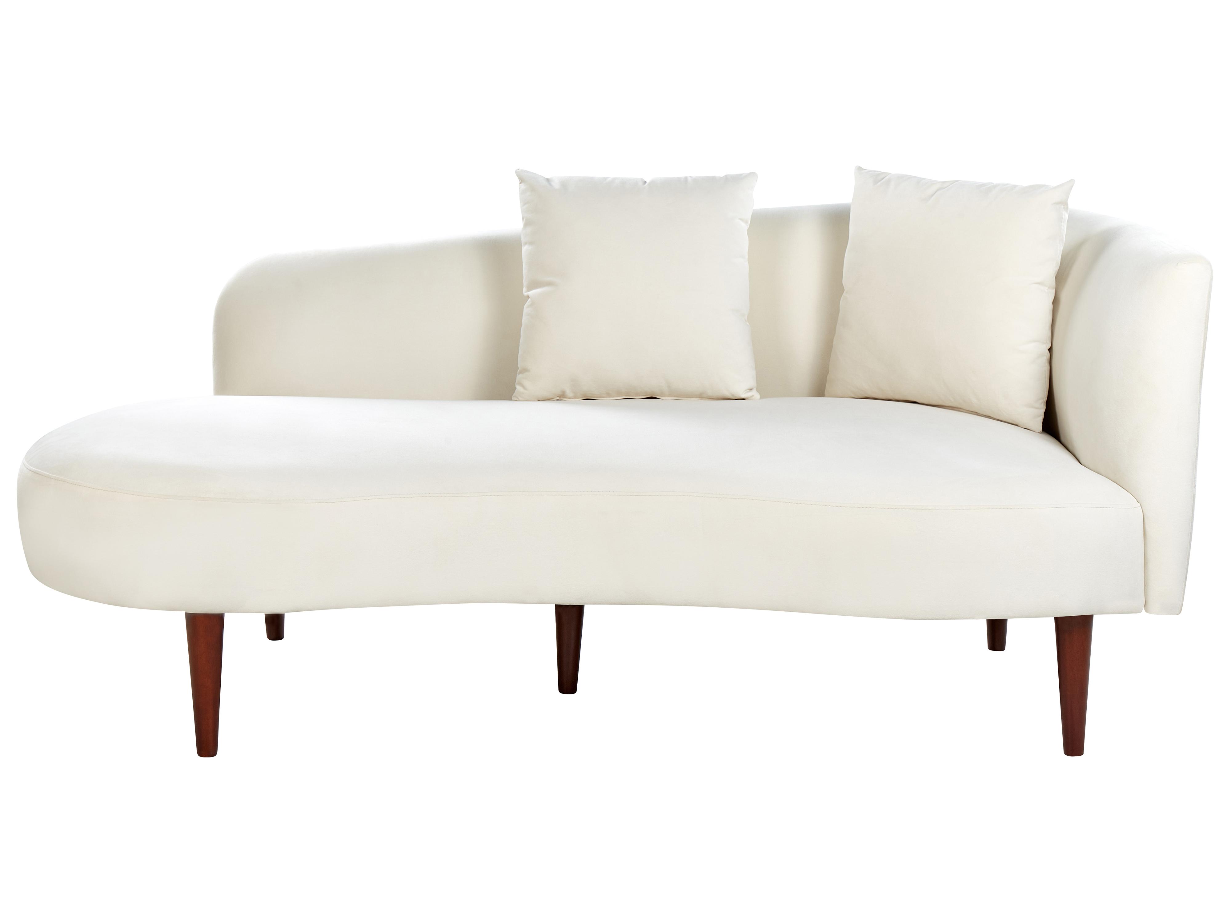 Rechtszijdige chaise longue CHAUMONT Fluweel Gebroken wit