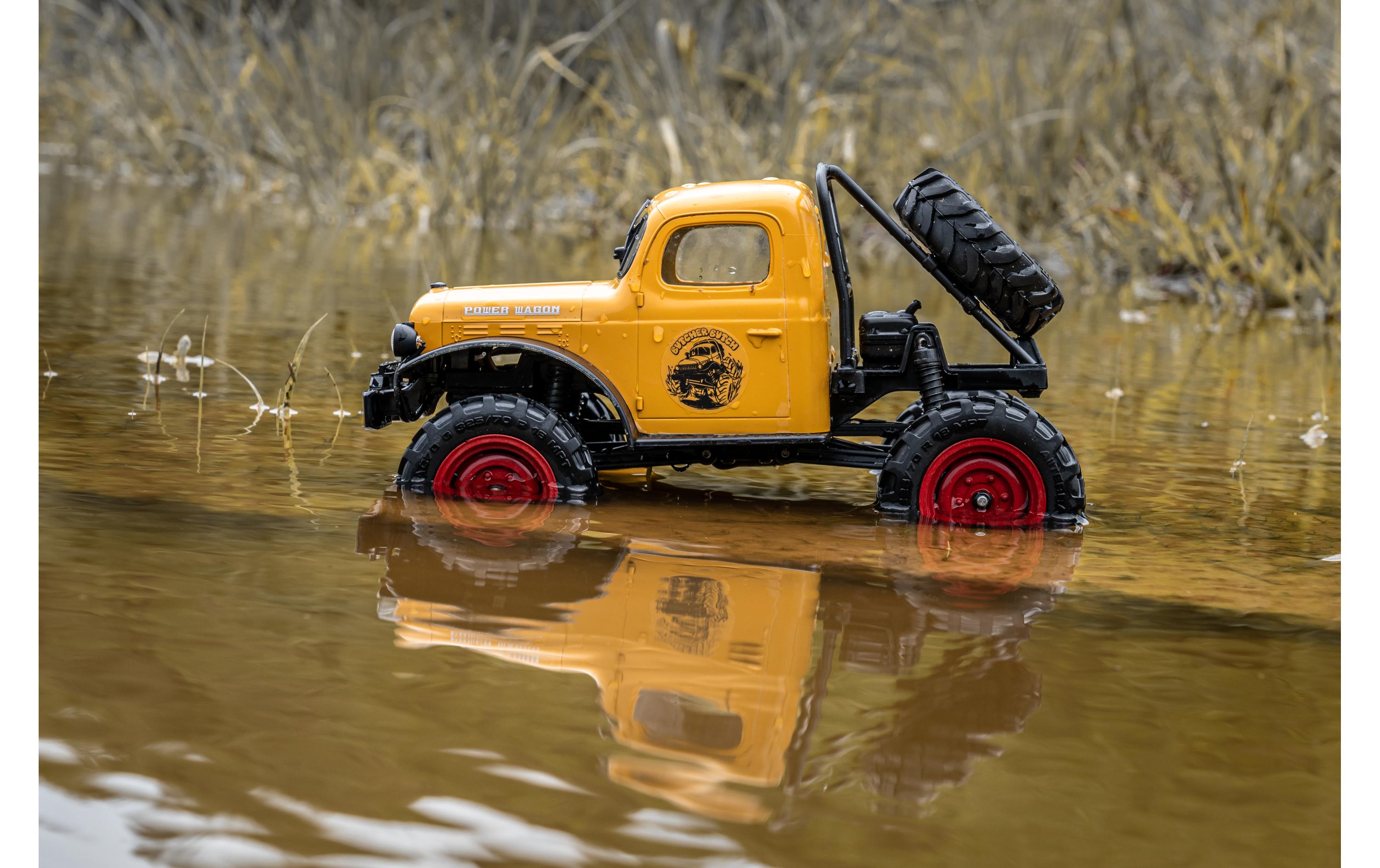 Scale Crawler FCX24 Power Wagon Mud-Racer, Gelb 1:24, RTR<br>Rock Crawler im Miniformat mit 2-Gang Getriebe