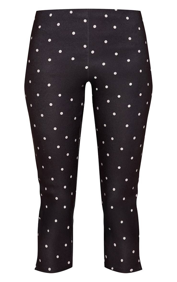 Noir Capri En Tissu Extensible À Pois