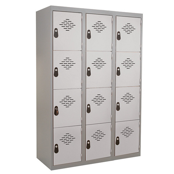 Vestiaire Multicases monoblocs 3 colonnes 4 cases gris/gris
