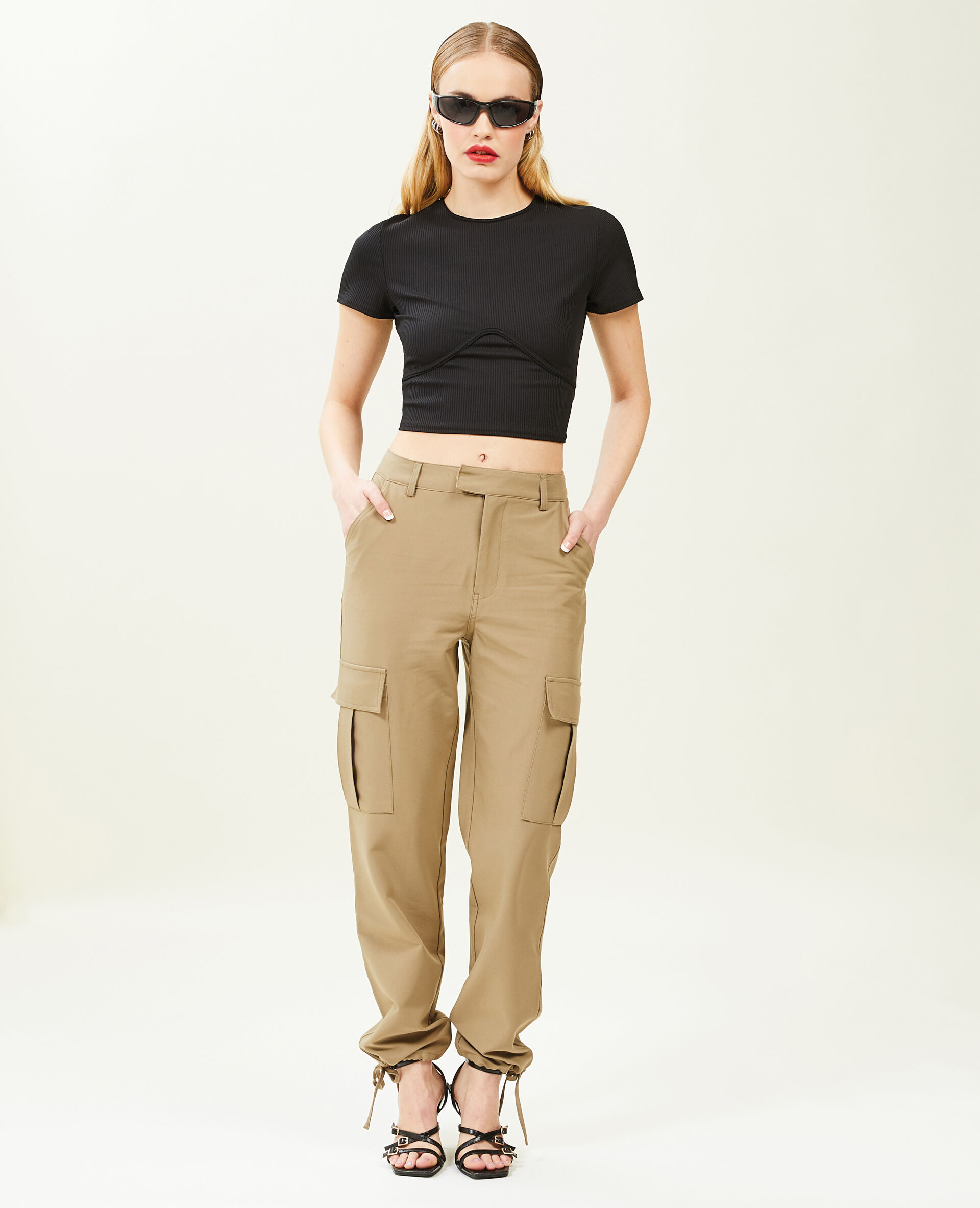 Pantalon cargo bas resserrables - Vert kaki