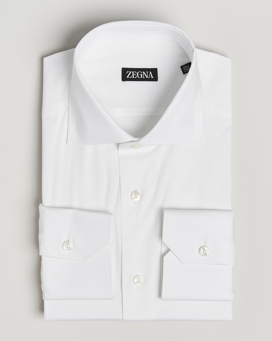 Zegna Slim Fit Cotton Dress Shirt White