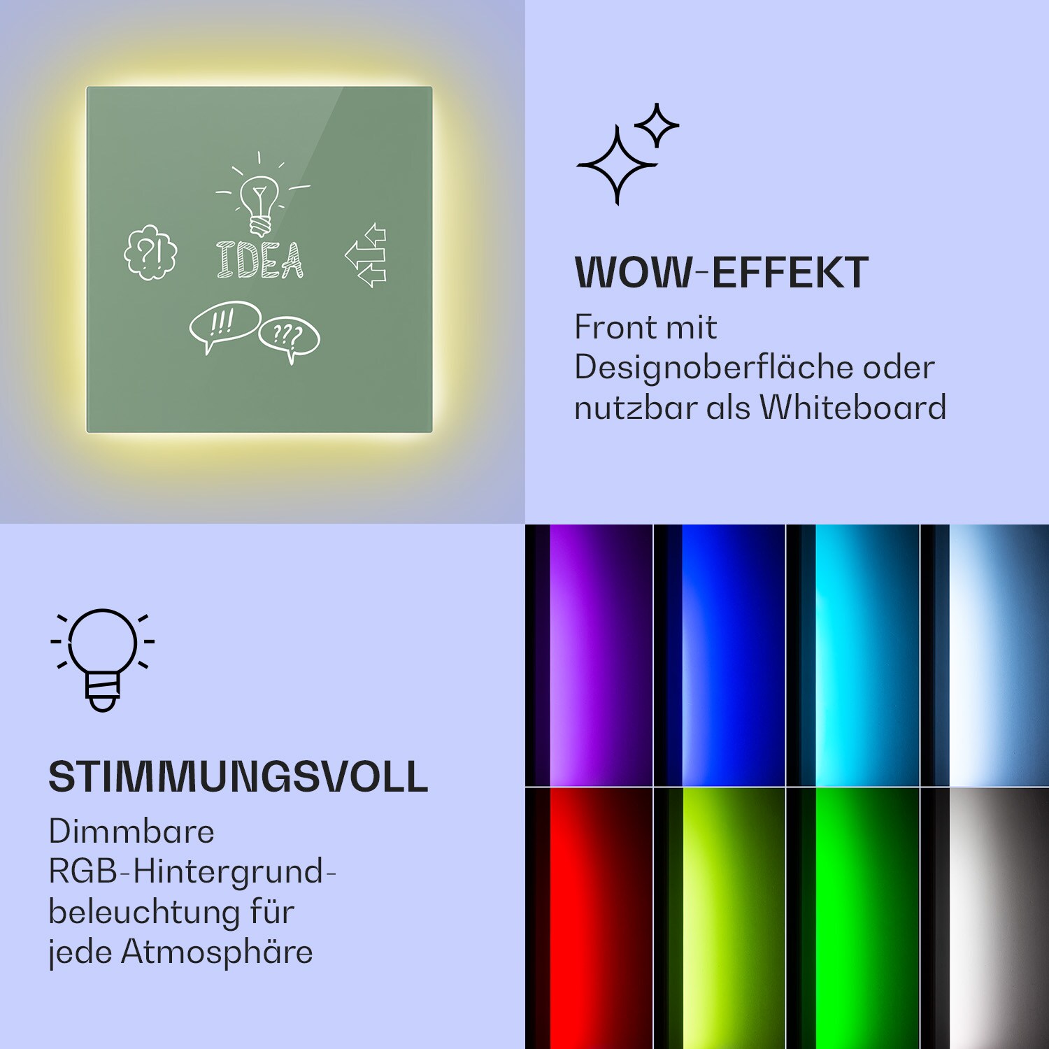 Mojave 500 smart 2-in-1 Heizgerät Infrarot Konvektor 60x60cm 500W RGB-Licht