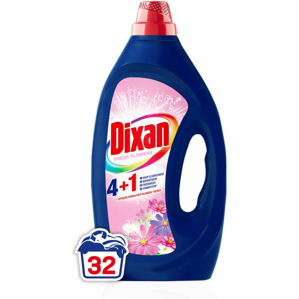 Dixan Vloeibaar Wasmiddel 4+1 Color Fresh Flowers 32 Wasbeurten1,440 liter