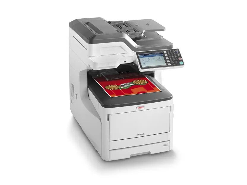 OKI MC853DN - Multifunktionsprinter - farve - LED - 297 x 431.8 mm (original) - A3 (medie) - op til 23 spm (kopiering) - op til 23 spm (udskriver) - 400 ark - 33.6 Kbps - USB 2.0, Gigabit LAN, USB vært