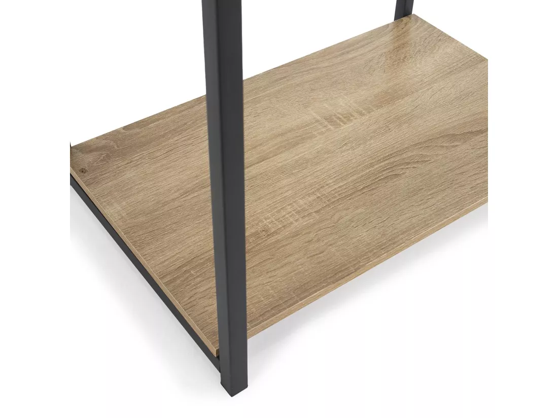 Portemanteau Julia 2 étagères 1 barre, couleur chêne/noir
