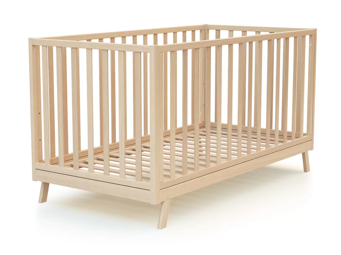 Lit cabane bébé évolutif en bois CONFORT Hêtre Verni 70 x 140 cm