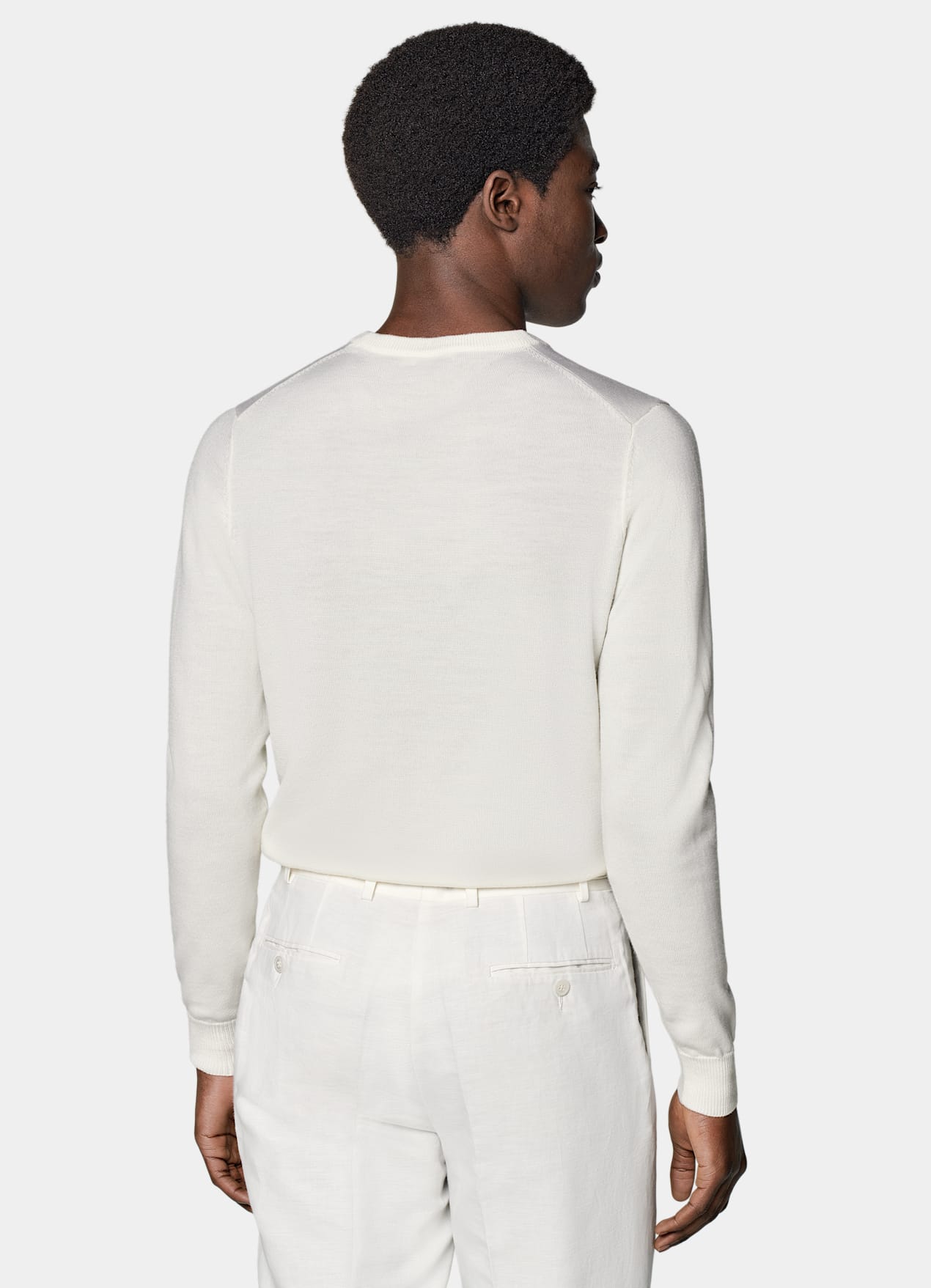 Pull col rond Merino blanc cassé