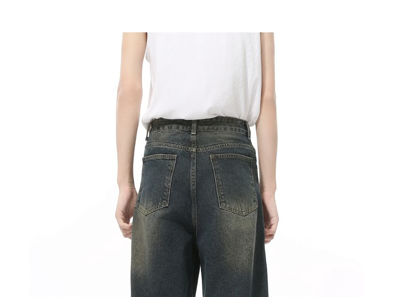FAERIS - Mid Rise Washed Loose Fit Jeans