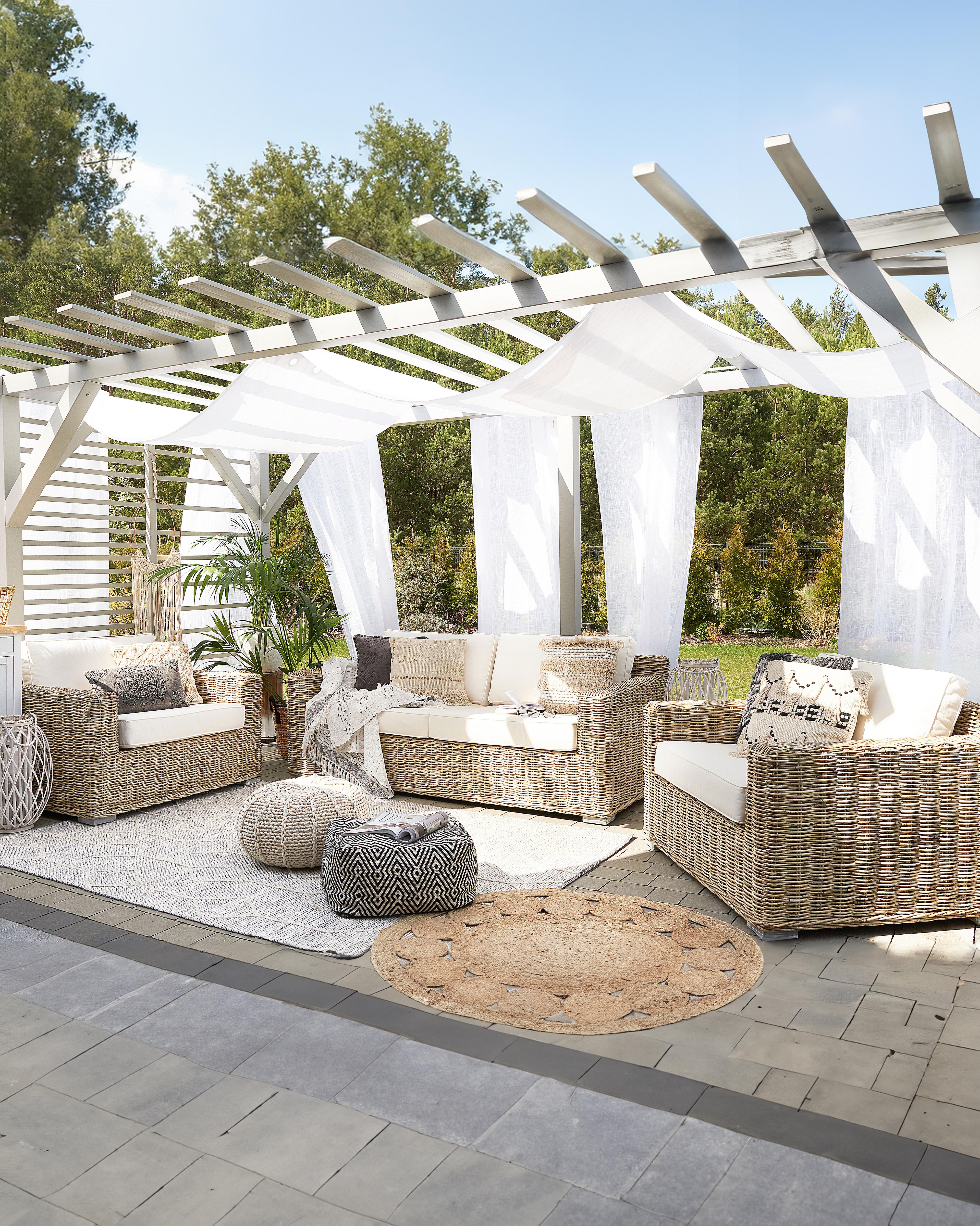 Set van 2 tuinfauteuils ARDEA Rotan Lichtbruin