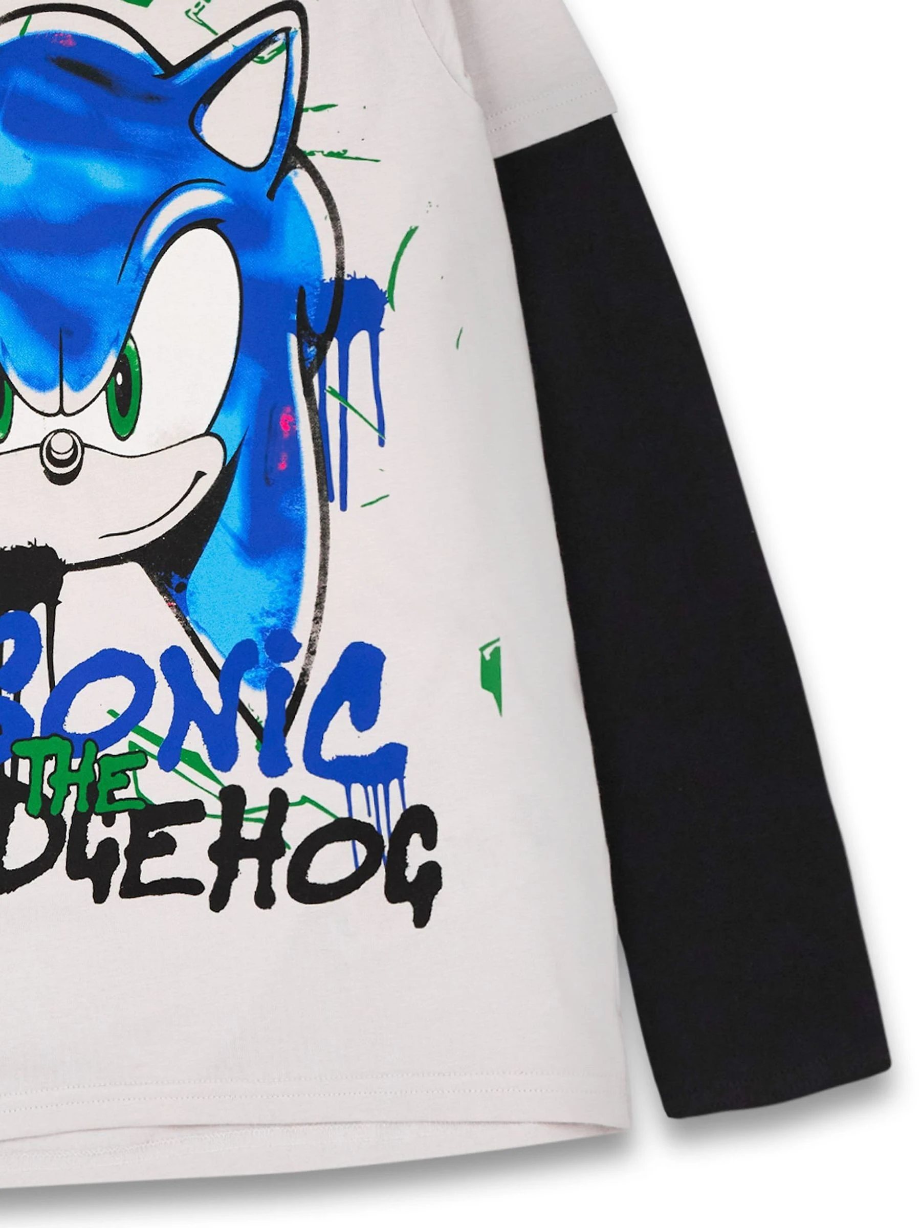 Vanilla Underground Boys Grey Character Long Sleeved Sonic The Hedgehog 100% Cotton T-Shirt