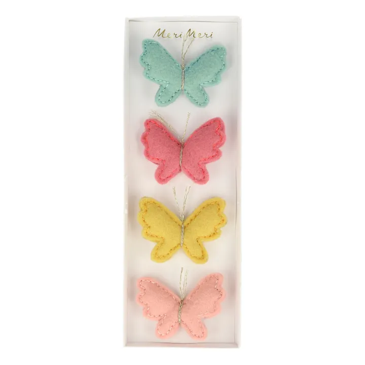 Meri Meri Pinces à cheveux Papillon en feutrine - Set de 4