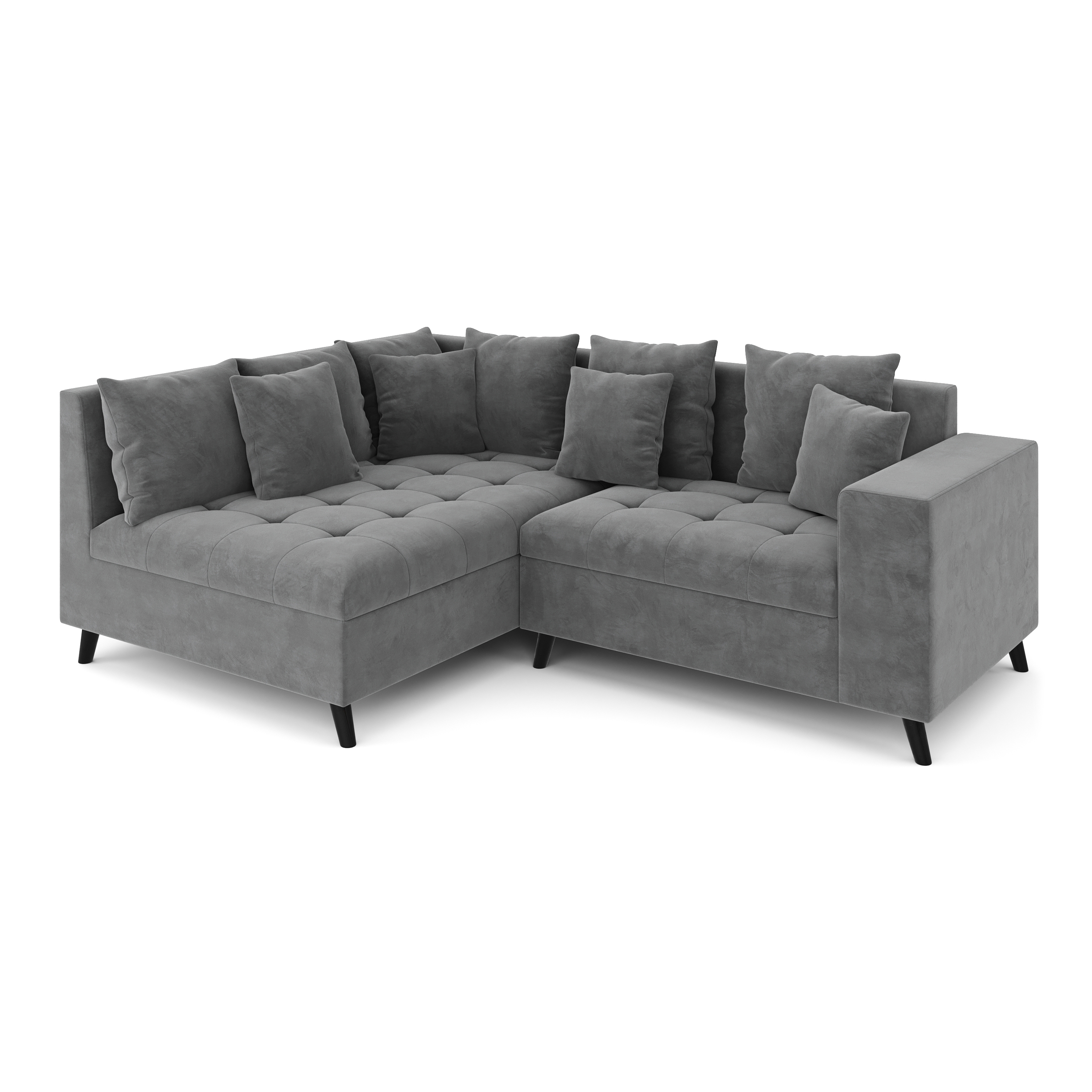 Ecksofa Samt mit Ottomane ELINA links anthrazit