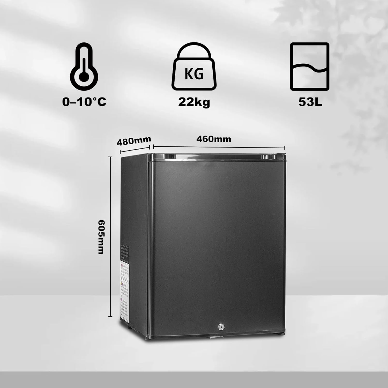 SMETA Kühlschrank 12V 230V, Camping Kühlschrank 12V 230V, Wohnwagen Kühlschrank, 53L, Absorber Kühlschrank mit Schloss für Camping, Wohnmobil, Auto, LKW, Büro, Wohnheim, Lautlos, Schwarz