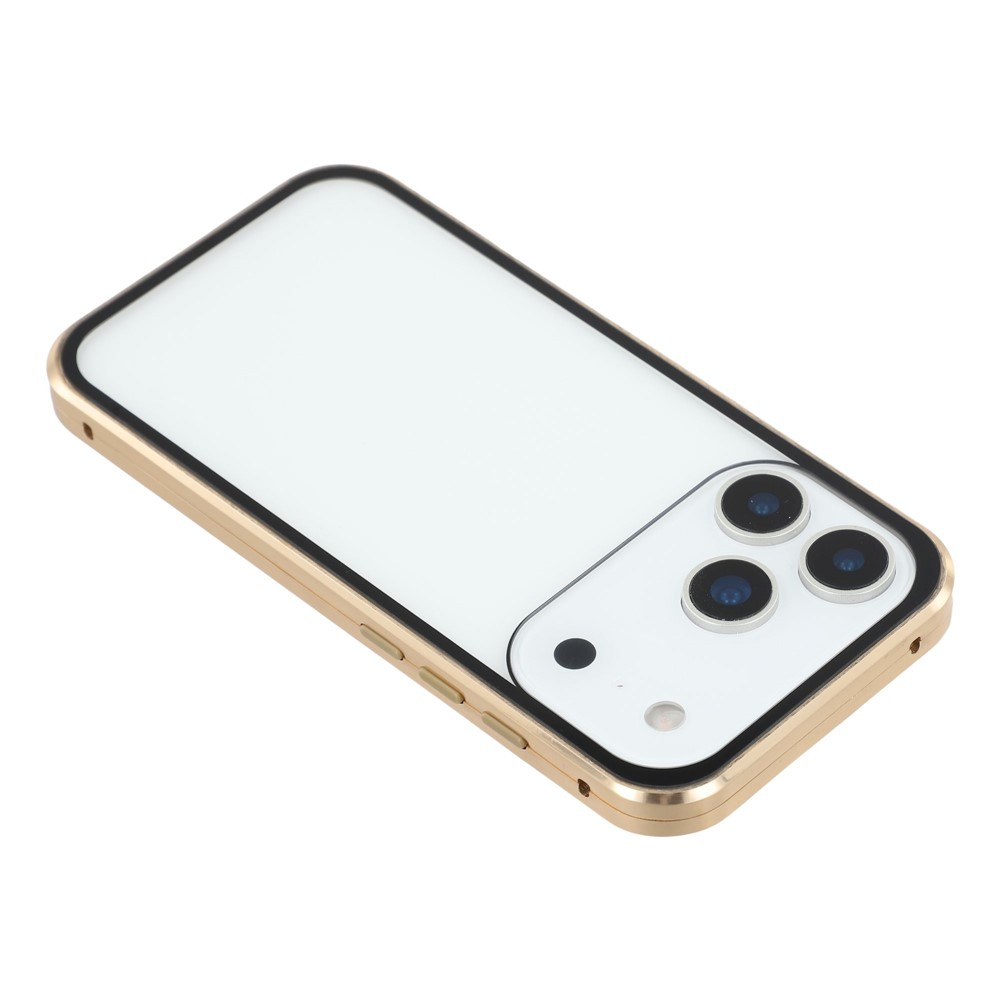 iPhone 17 Pro Max Magnetische Alu Schutzhülle mit Panzer Glas Backcover   Displayschutz (Magnet-Technologie) - Gold