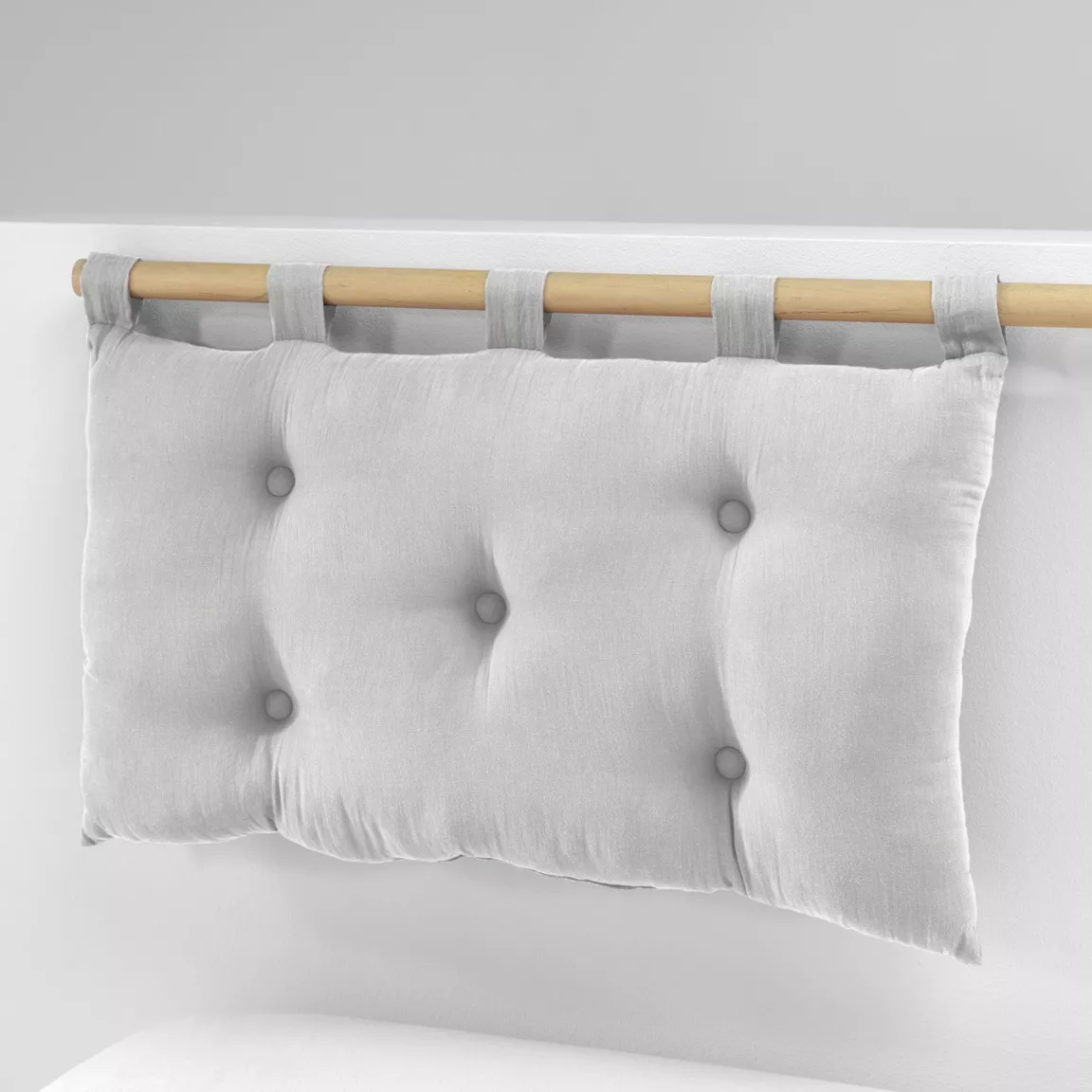 Tête de lit coussin gaze de coton (80 x 50 cm) Gaïa Gris nuage