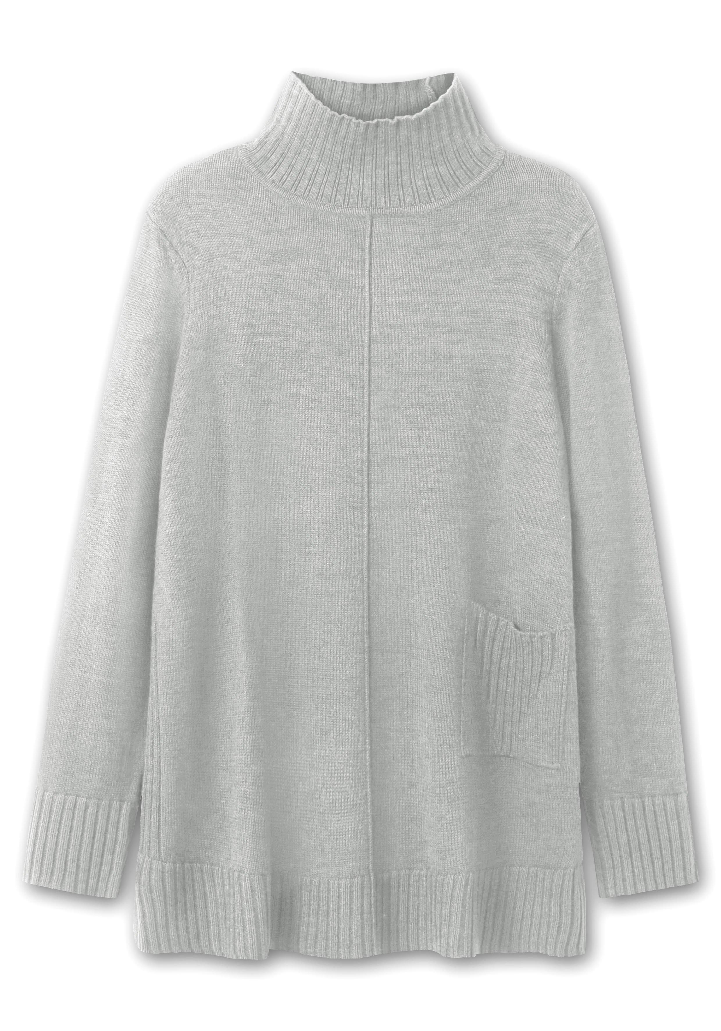 Pullover mit hohem Stehkragen und Tasche vorn