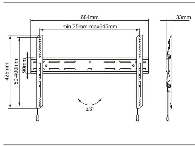 Multibrackets Wandhalterung Outdoor-Halterung 6683 Schwarz M Universal Wallmount Outdoor Fixed 600 MAX
