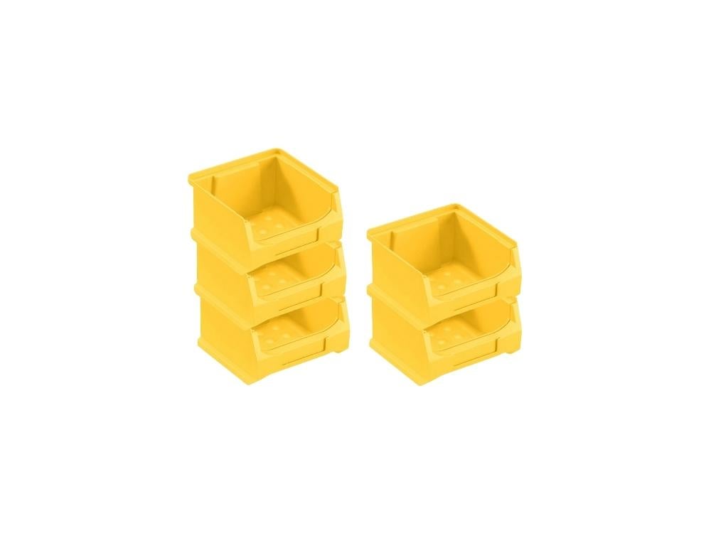 PROREGAL Value Pack 5x Gele opbergdoos 1,0 HxBxD 6 x 10 x 10 cm 0,4 liter opbergcontainer
