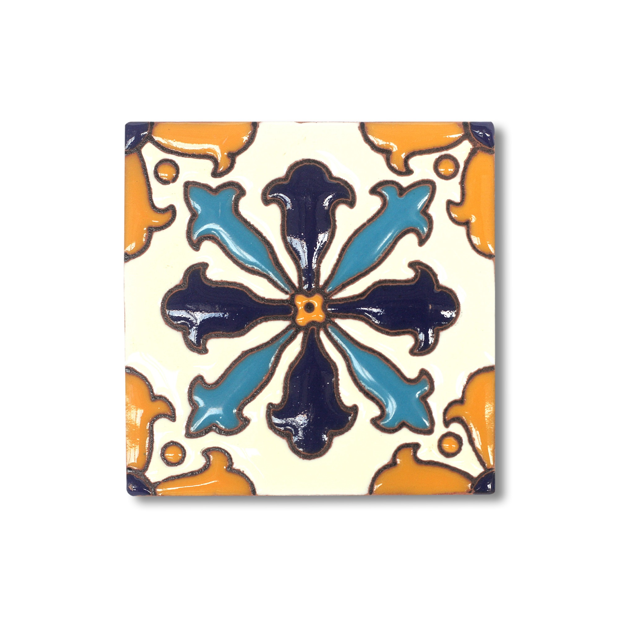 Reliefkachel 'Toluca', multicolor, T 10 cm, B 10 cm, H 0,5 cm von fischer's lagerhaus