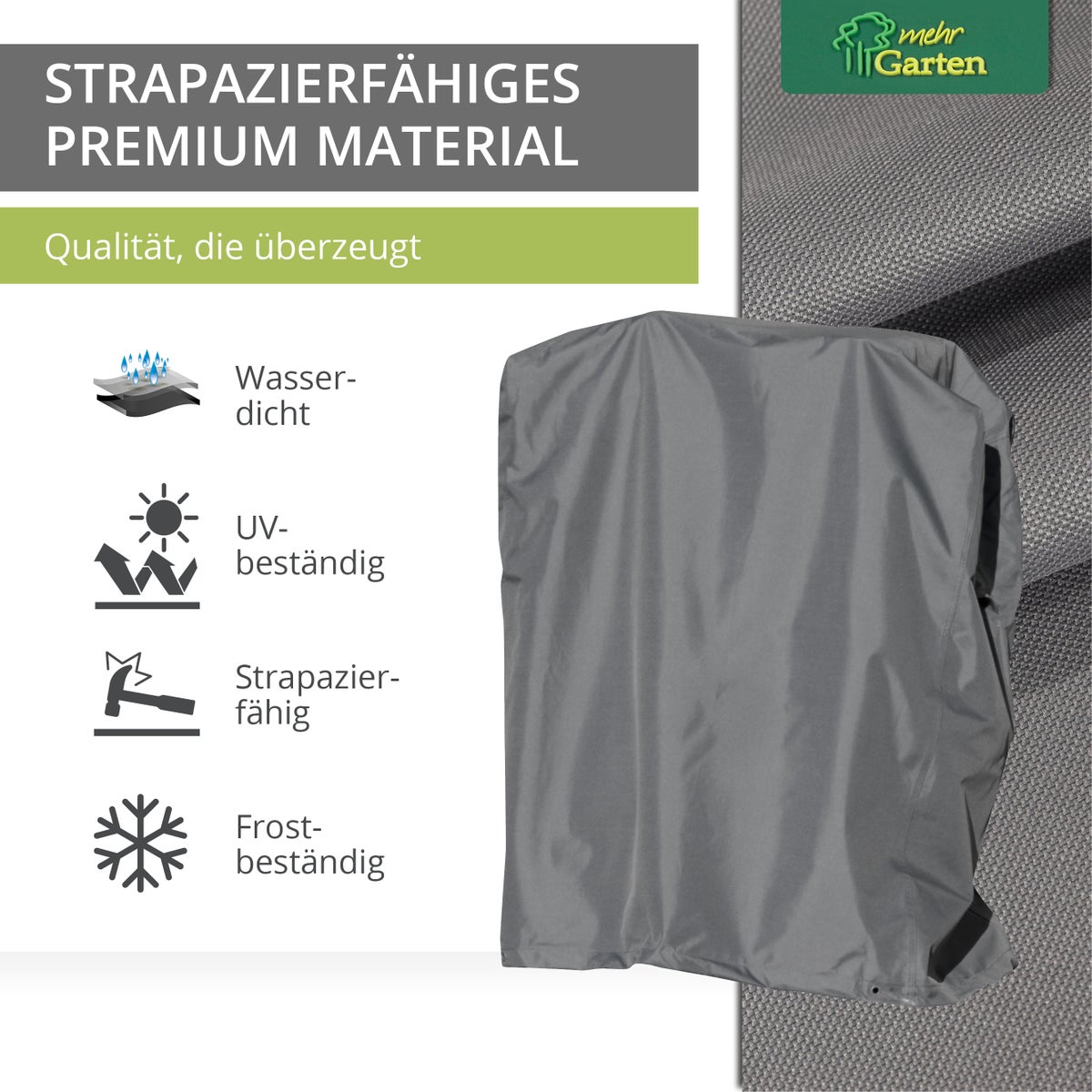 More Garden - Premium opvouwbare stoelhoes: 85(B) x 45(D) x 100(H) cm | 2-3 stoelen | Waterdichte en weerbestendige hoes voor tuinstoelen, ligstoelen en opvouwbare stoelen van Oxford 600D-stof | Lichtgrijs