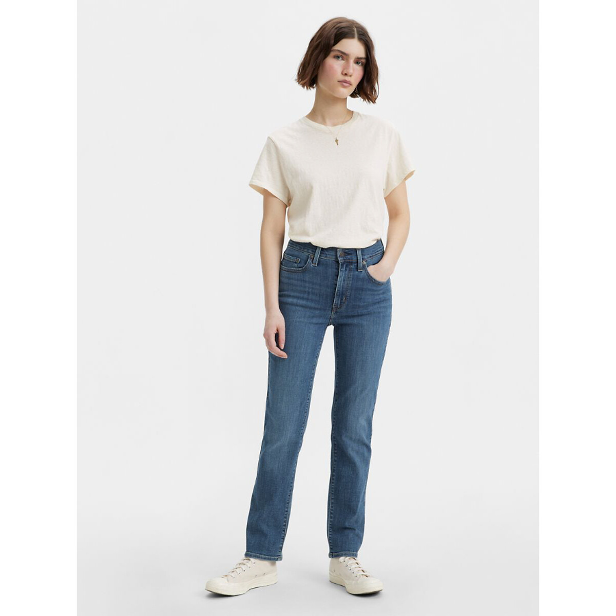 Calça jeans Levi's 724 de cintura alta e corte reto.