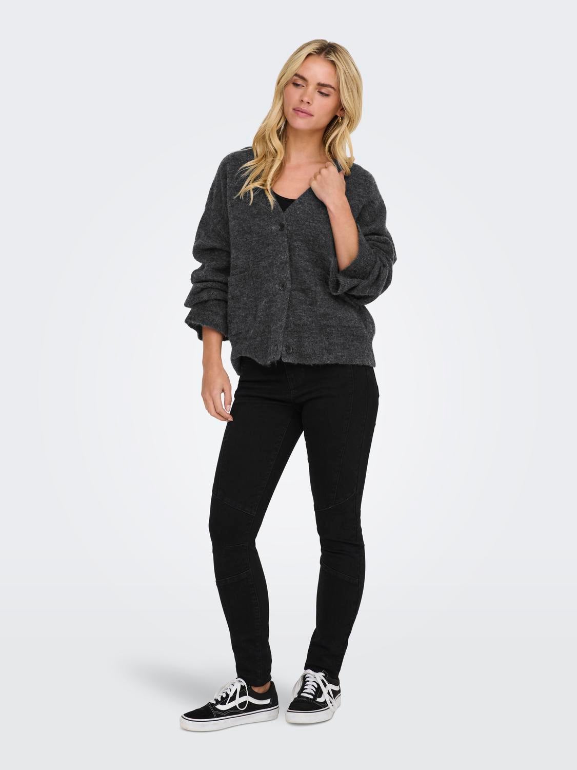 ONLALLISON Strickjacke Dark Grey Melange