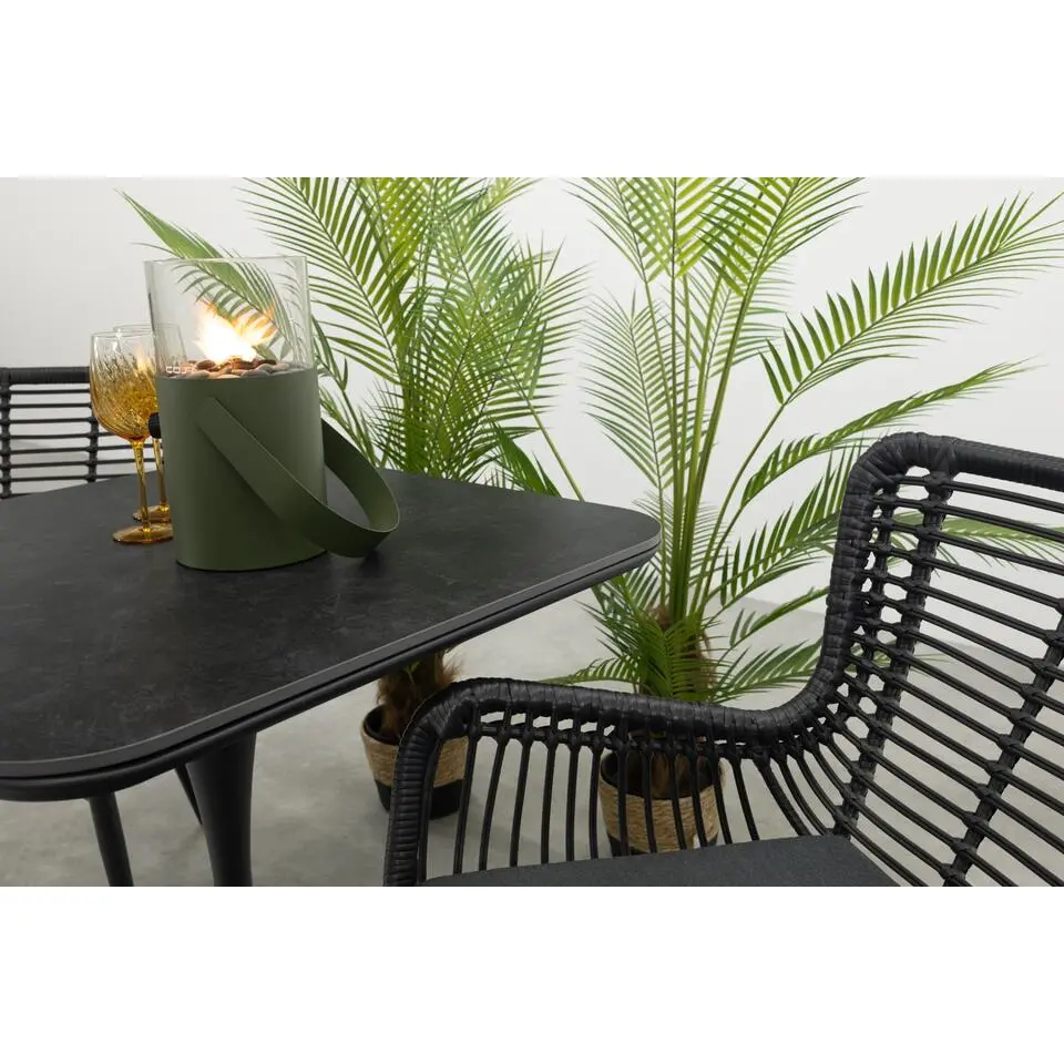 Jasmine/Toscara bistroset 80x80 cm. - Zwart/Keramiek