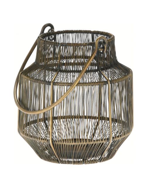 Homestyle Lantaarn Met Led - Verlichting - 16x16x17.5 cm Brons
