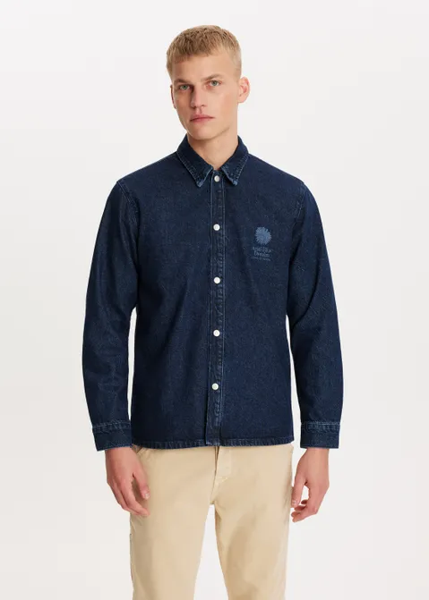 Denim overshirt met bloemen blauw (BLW.USD)