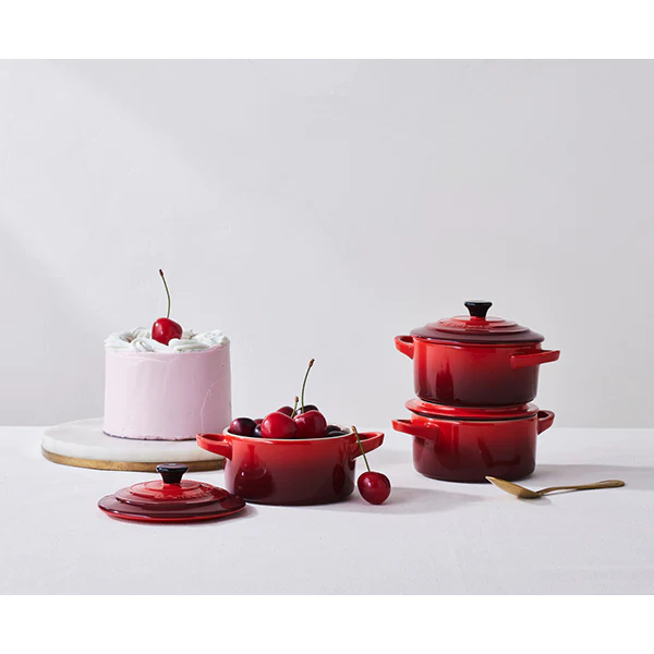 Set 4 mini-cocottes céramique 10 cm Cerise Le Creuset