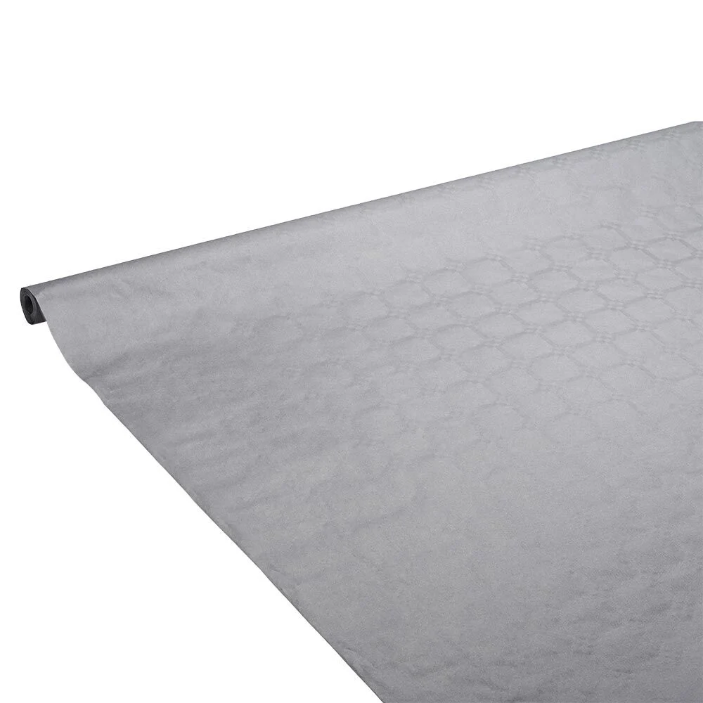 Nappe damassée gris clair en papier 6 m