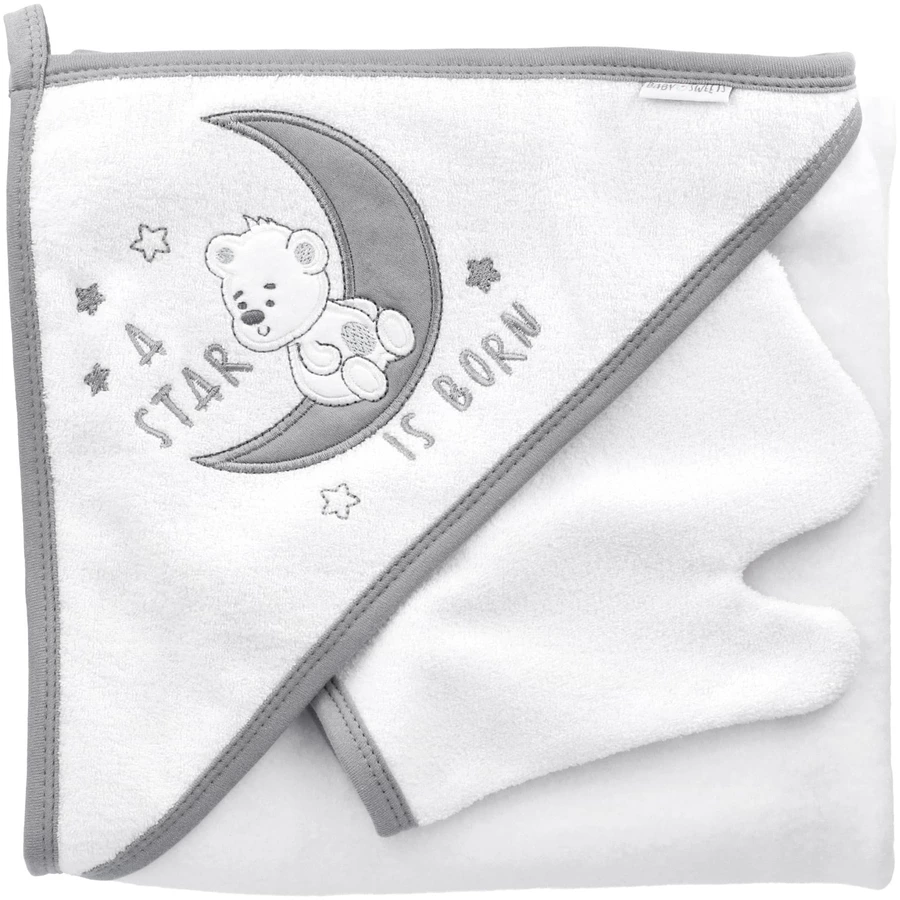 Baby Sweets Handtuch A star is born weiß grau