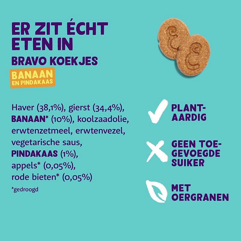 Edgard & Cooper Bravo Biscuits Banaan & Pindakaas 400 gram | 13513