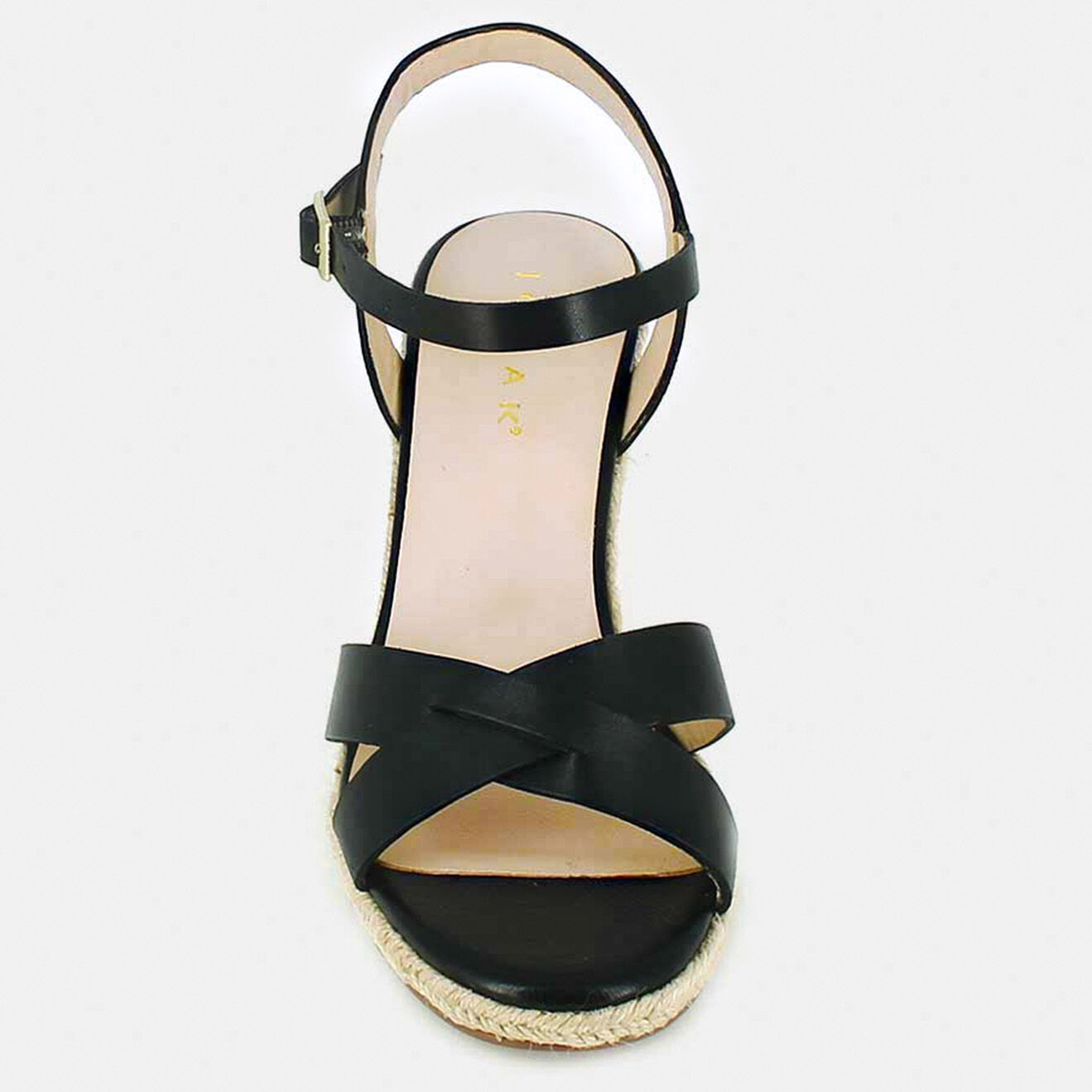Jonak Sandales compensées en Cuir noires - Talon 10.5 cm